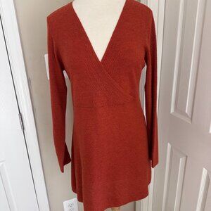 Eileen Fisher Knit Tunic in Gorgeous Warm Tomato Red/Orange Size M